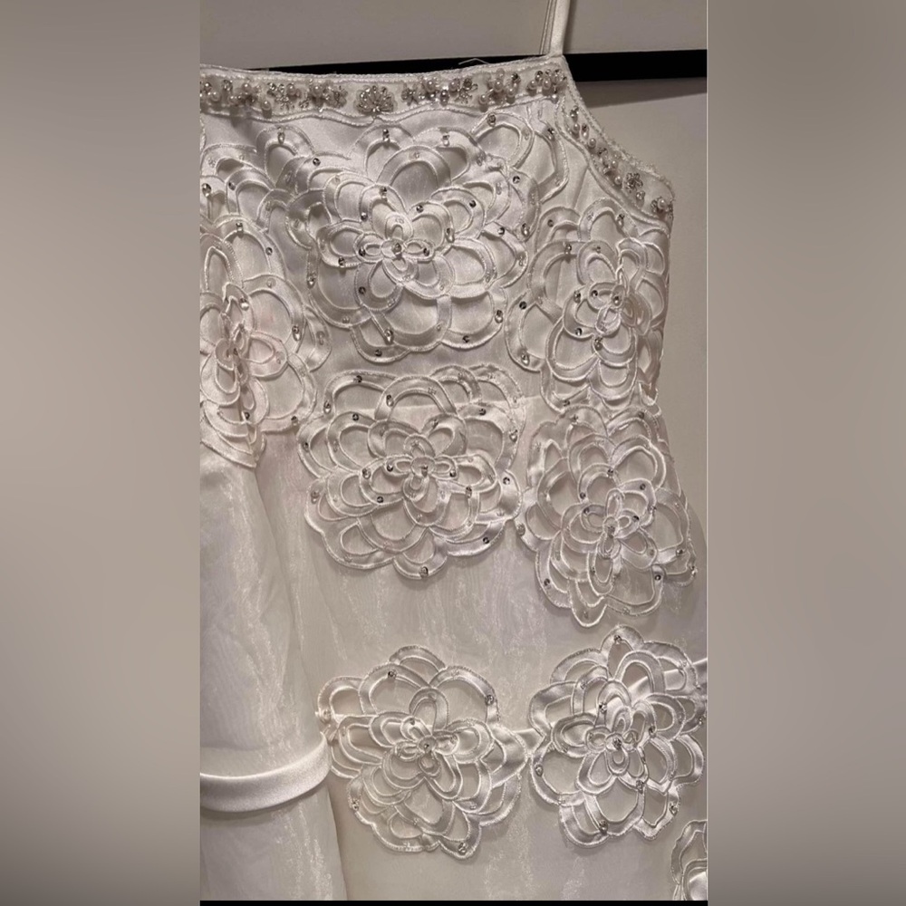 David’s Bridal Flower Girl Formal Wear Communion Ivory Embroidered Dress SZ 6/7 - Picture 4 of 8